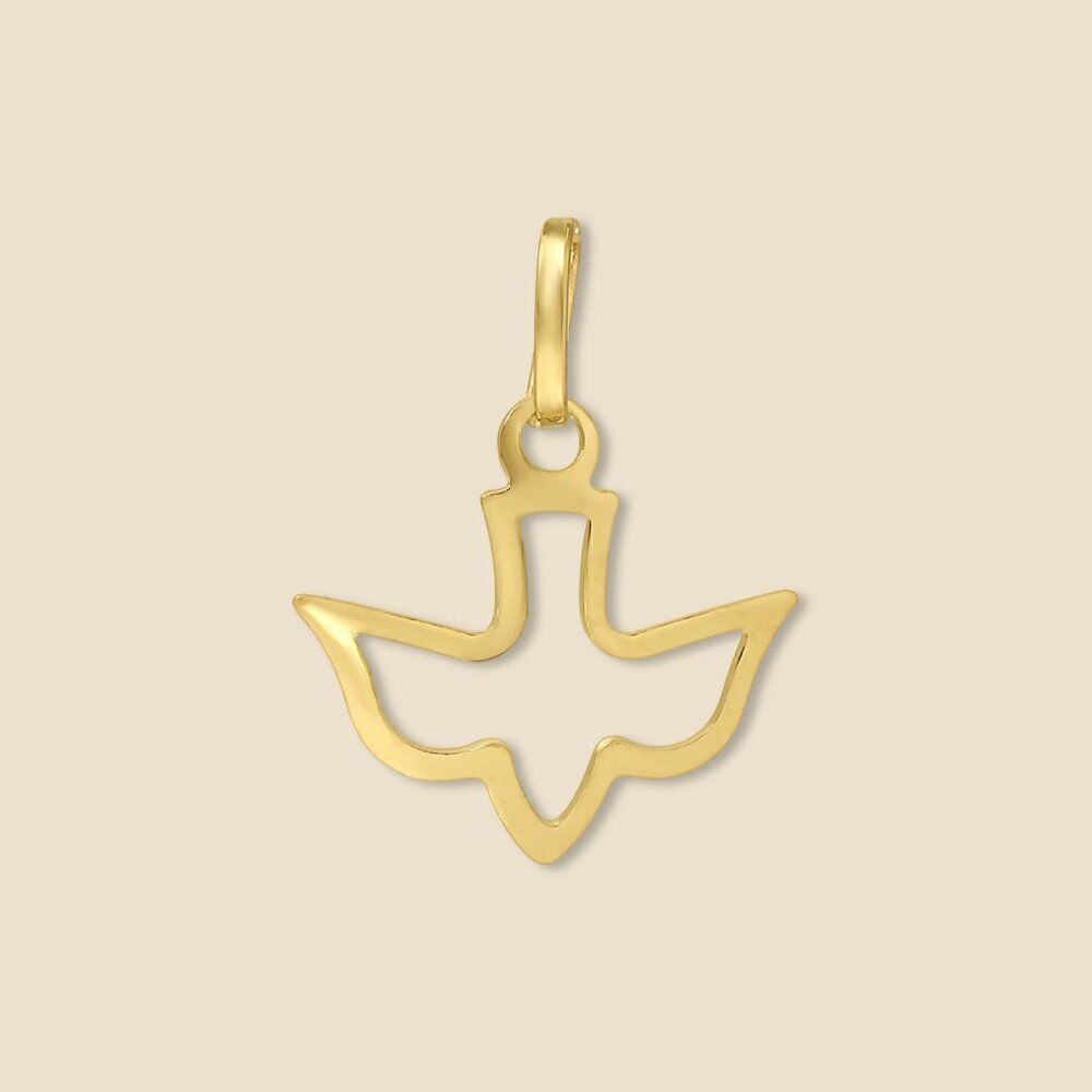 14K Solid Gold Holy Spirit Dove Charm Pendant 0.7g